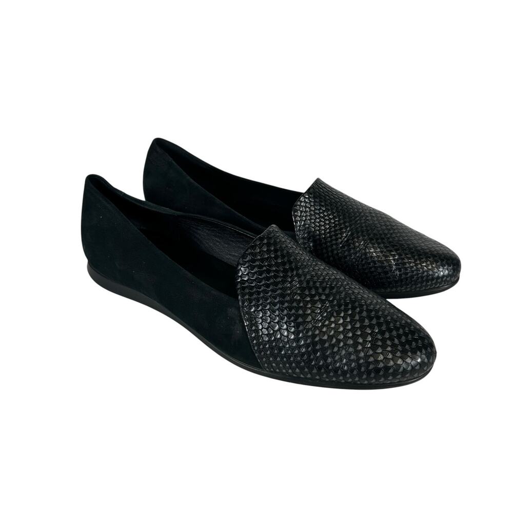 Ecco Flat Black Leather Touch Ballerina Loafers Size 41 / US Size 10